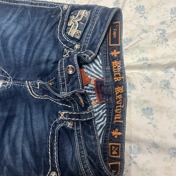Rock Revival Denim - Rock Revival Dark Blue Denim with Orange Accents